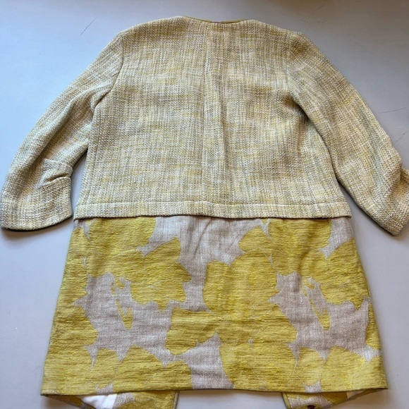 Zara tweed mixed pattern yellow blazer - Picture 6 of 12